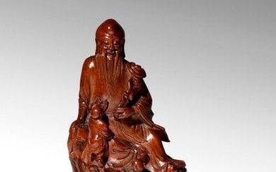 A CHINESE BAMBOO FIGURE OF SHOULAO 17TH/18TH CENTURY The God...