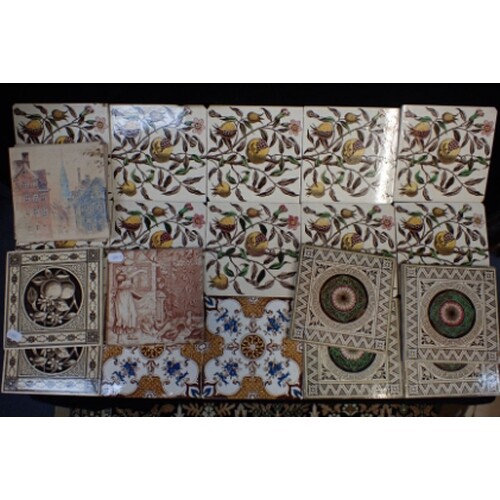 A COLLECTION OF VICTORIAN AND LATER TILES including a Wedgwo...