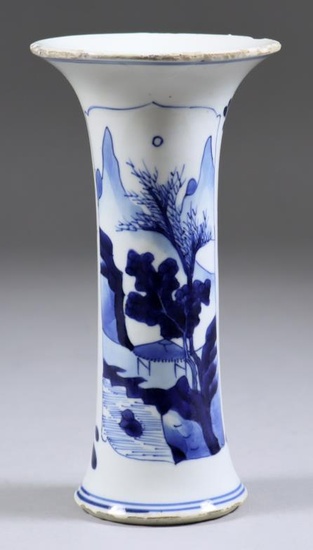 A Chinese Blue and White Porcelain Spill Vase of...