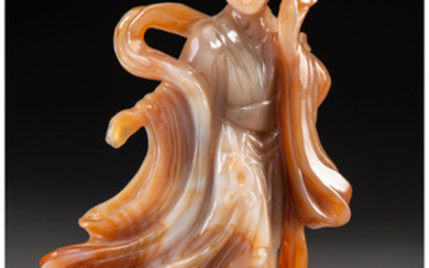 A Chinese Carved Agate Figure of a Lady (20th century)