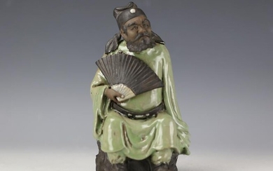 A Chinese Shiwan Pan YuShu Porcelain Statue Zhong Kui