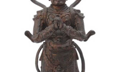 A Chinese bronze figure of a Heavenly Guardian