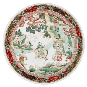 A Chinese porcelain wucai dish, 17th century,...
