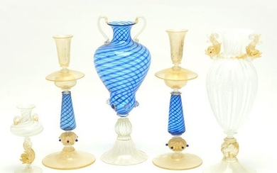A Collection of Five Murano Glass Table Decorations.