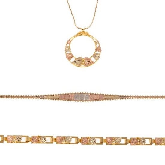 A Collection of Mixed Color 14K Gold Jewelry