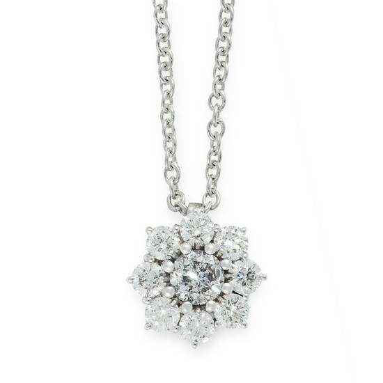 A DIAMOND PENDANT AND CHAIN in 18ct white gold, set