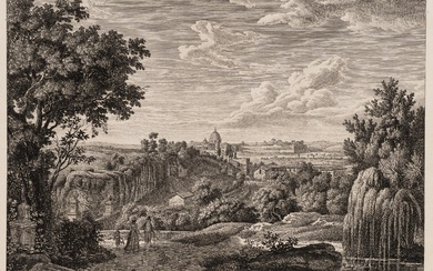 A. DIES (1755-1822), Rome, view from the park of Villa Borghese, 1799, Etching