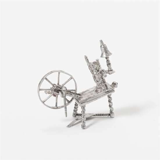 (-), A Dutch silver miniature spinning wheel Jacob...