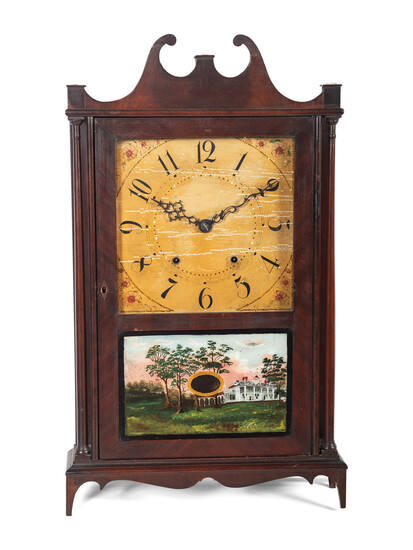 A Federal Reverse-Painted Glass Mantel Clock