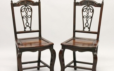 A GOOD PAIR OF 19TH CENTURY REDWOOD CHINESE CHAIRS with