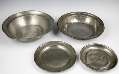 A GROUP OF FOUR PEWTER BOWLS. Germany 19th century....