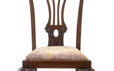 A George I Style Oak Side Chair Height 40 inches.