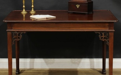 A George III Revival Irish mahogany silver table, dished rec...