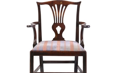 A George III mahogany splatback open armchair, c.1780, 74cm ...