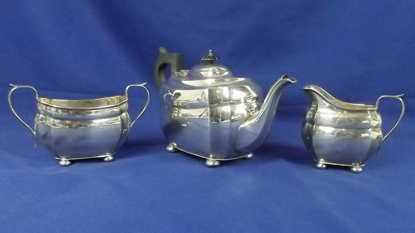 A George V Silver Three-Piece Tea Set Birmingham 1929