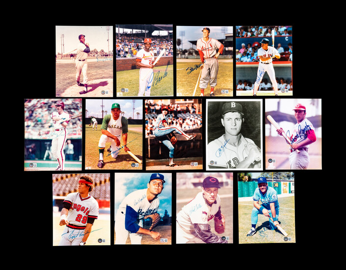 A Group of 13 Baseball Hall of Fame Signed Autograph Photographs (BAS Beckett Authentication Services Certified)