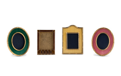 A Group of Four English Enamel and Gilt-Metal Picture Frames