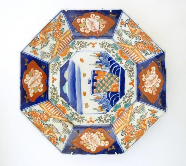 A Japanese octagonal plate in the Imari palette