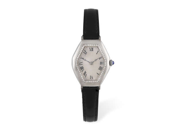 A LADY'S PLATINUM AND DIAMOND WRISTWATCH, BY VERGER...