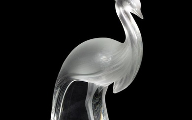 A Lalique clear and frosted glass Louisiane model of a crane 11642