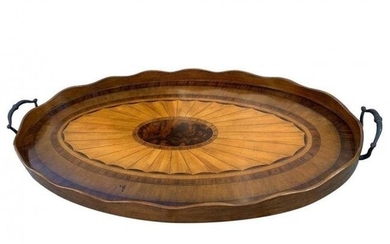 A Large-Scaled English Georgian Style Walnut Oval Tray