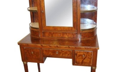 A Louis XVI style desk with vitrine Top. This fine custom quality Louis XVI style desk has long
