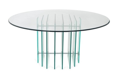 A Modernist Glass and Aluminum Circular Dining Table