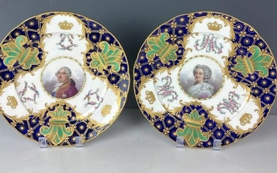 A PAIR OF 18TH C. SEVRES STYLE PLATES
