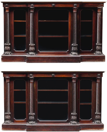 A PAIR OF IRISH GEORGE IV ROSEWOOD SIDE CABINETS, CIRCA 1825, ATTRIBUTED TO MACK, WILLIAMS & GIBTON