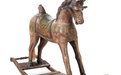 A Painted Wood Rocking Horse