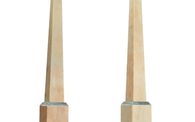 A Pair of Alabaster and Bleu Turquin Marble Obelisks, Modern