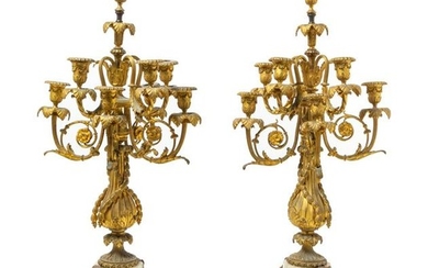A Pair of Louis XVI Style Gilt Bronze and Onyx