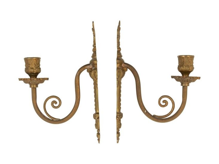 A Pair of Neoclassical Gilt Metal Single-Light Sconces