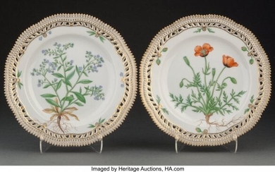 A Pair of Royal Copenhagen Flora Danica Pattern