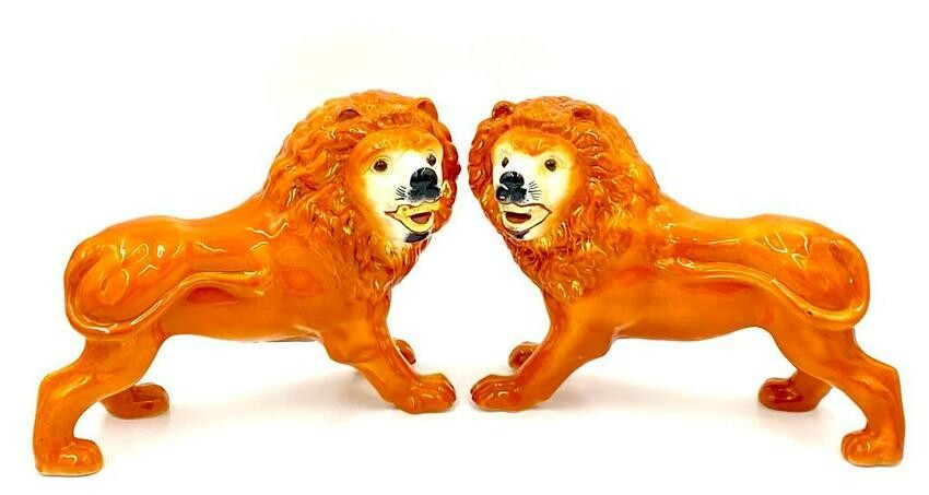 A Pair of Staffordshire Lions