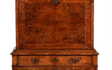 A QUEEN ANNE WALNUT AND FEATHER BANDED ESCRITOIRE, CIRCA 1710