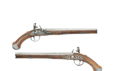 A Rare Pair Of French 28-Bore Flintlock Holster Pistols By...