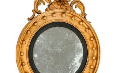 A Regency Style Giltwood Convex Mirror Height 38 x