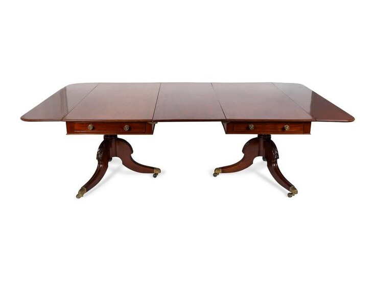 A Regency Style Mahogany Two-Pedestal Dining Table