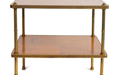 A Regency Style Walnut and Brass Two-Tier End Table