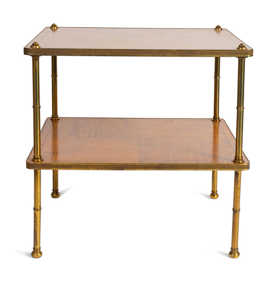 A Regency Style Walnut and Brass Two-Tier End Table