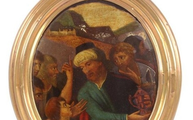 A Religious Scene, Reverse Painted on Glass