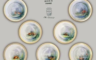 A Set Of Seven French Limoges Avenir Hand Painted Porcelain Plates, Hallmarked