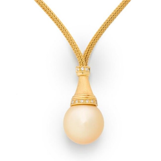 A South Sea pearl, diamond and eighteen karat gold