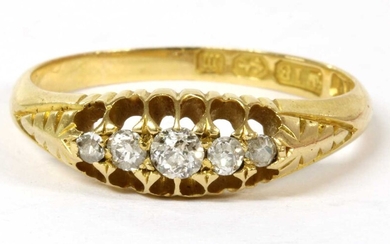 A Victorian 18ct gold five stone diamond ring