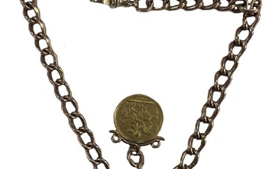 A Victorian 9ct gold ‘Albert’ watch chain with attachment