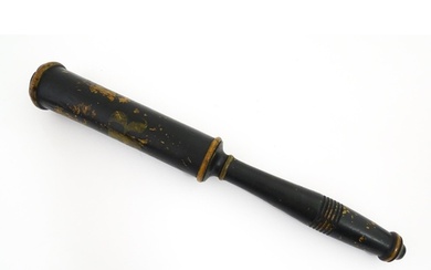 A Victorian turned wooden police truncheon with polychrome d...