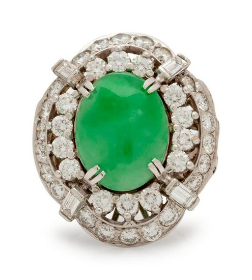 A White Gold, Jade Diamond Ring