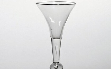A balustroid wine glass of 'Kit Kat' type c.1740, the...
