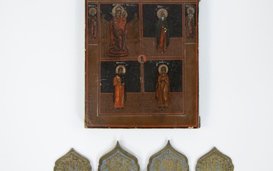 A bronze travel icon and 19th century Russian icon